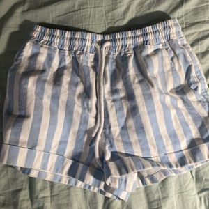 Blue and white stripe beach shorts